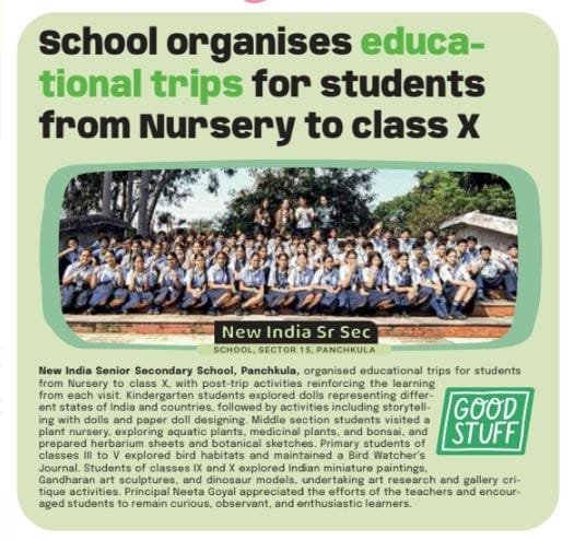 New India Senior Secondary School Panchkula students during educational trips from Nursery to Class X