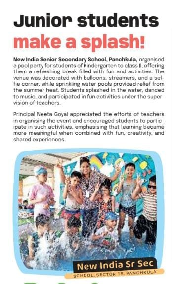 New India Senior Secondary School, Panchkula Organises Fun-Filled Pool Party for Kindergarten to Class II Students
